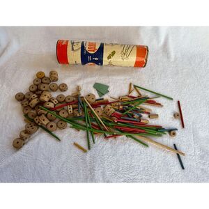 Vintage Wooden Tinkertoy Set By Spalding, In Box, Incomplete, Building Set